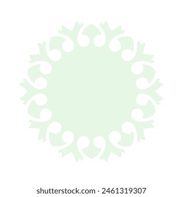 Patrón redondo ornamental verde claro sobre fondo blanco. Diseño de Plantilla de tarjeta. Ilustración vectorial.