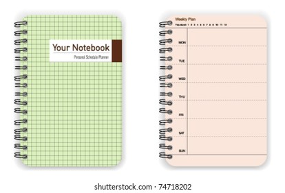 Light green personal schedule planner notebook