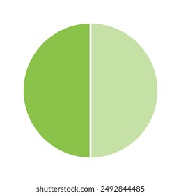 Light green pie chart with 2 parts chart, 2 circle section for business presentation concept. Overall for marketing and education goal vector.