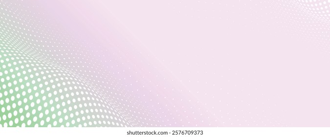 Light green and pink halftone gradient background. Light green and pink gradient halftone banner vector background. Green background halftone. Minimal light green with halftone vector background
