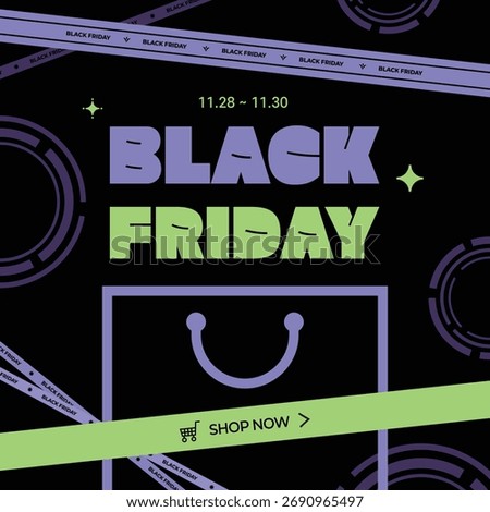 Light Green Purple, Black Friday Sale Advertising Vector Illustration