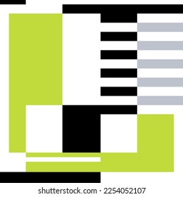 Light green rectangle and black geometric elements. Abstract Geometric Composition. Avant-Garde graphic style design. Vector illustration. SSTKabstract