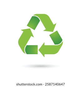Light green recycle symbol is isolated on a white background. icon of reusing unwanted items to reduce the planet's waste. Concept of conservation, production, environment, renewable energy.