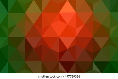 Light green, red polygonal illustration, which consist of triangles. Triangular design for your business. Geometric background in Origami style with gradient.
