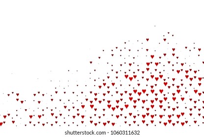 Light Green, Red vector abstract lovely pattern with Hearts on white background. Happy Valentine's Day Greeting Card with small hearts. Stock template for your romantic ad, leaflet, banner.