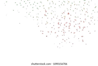 Light Green, Red vector abstract colorful background, which consist of triangles. Pattern with colored triangles on white background.