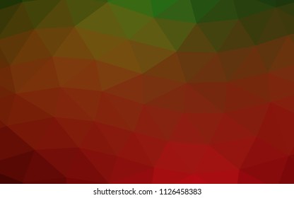 Light Green, Red vector abstract mosaic low poly abstract mosaic. Triangular geometric sample with gradient.  A completely new design for your business.