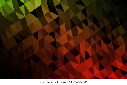 Light Green, Red vector abstract mosaic pattern. Shining illustration, which consist of triangles. Triangular pattern for your business design.
