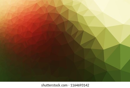 Light Green, Red vector abstract mosaic pattern. Creative illustration in halftone style with gradient. Triangular pattern for your business design.