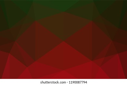 Light Green, Red vector abstract polygonal layout. Shining illustration, which consist of triangles. The elegant pattern can be used as part of a brand book.