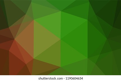 Light Green, Red vector abstract polygonal texture. Glitter abstract illustration with an elegant design. The best triangular design for your business.