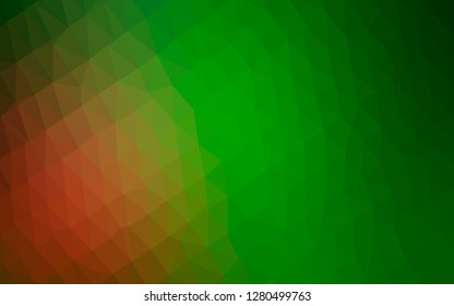 Light Green, Red vector abstract polygonal layout. Triangular geometric sample with gradient.  Completely new design for your business.