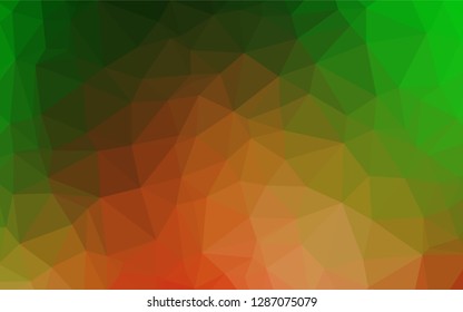 Light Green, Red vector abstract mosaic pattern. A sample with polygonal shapes. The best triangular design for your business.