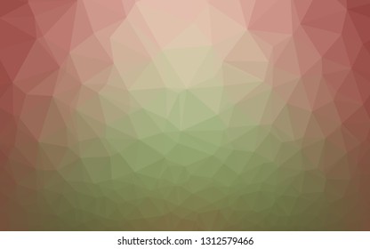Light Green, Red vector abstract polygonal texture. Shining illustration, which consist of triangles. Template for your brand book.