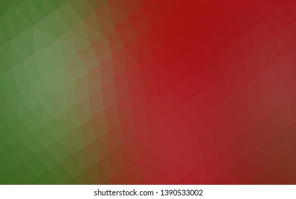 Light Green, Red vector abstract polygonal layout. Shining illustration, which consist of triangles. Polygonal design for your web site.