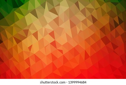 Light Green, Red vector abstract polygonal cover. Shining illustration, which consist of triangles. Polygonal design for your web site.