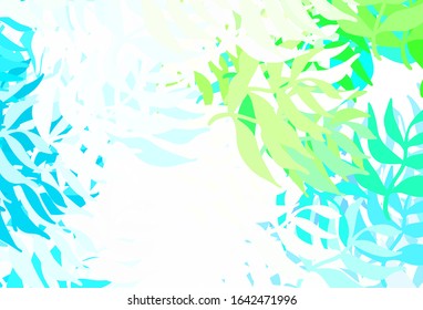 Light Green, Red vector abstract backdrop with leaves. leaves on blurred abstract background with gradient. Template for backgrounds of cell phones.