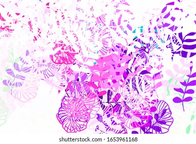 Light Green, Red vector abstract backdrop with leaves, flowers. Brand new colored illustration with leaves and flowers. New template for your brand book.