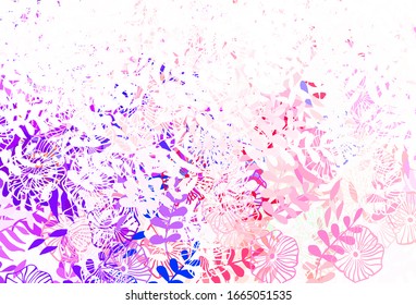 Light Green, Red vector abstract pattern with leaves, flowers. Colorful illustration in doodle style with leaves, flowers. New template for your design.