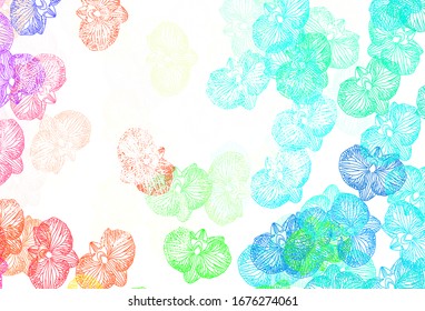 Light Green, Red vector abstract background with flowers. Doodle illustration of flowers in Origami style. Colorful pattern for kid's books.