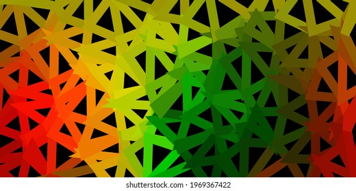 Textura de triángulo abstracto de vector rojo verde claro. Ilustración abstracta colorida con triángulos gradientes. Fondo de escritorio para tus aplicaciones web.