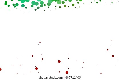 Light Green, Red vector abstract pattern with circles. Geometry template for your business design. Background with colored spheres.