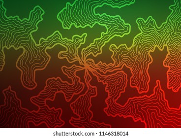 Light Green, Red vector backdrop with bent lines. Shining crooked illustration in marble style. Pattern for your business design.