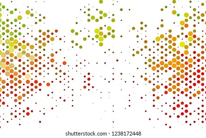 Light Green, Red vector backdrop with dots, spots. Abstract illustration with colored bubbles in nature style. Template for your brand book.