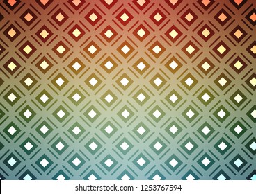 Light Green, Red vector backdrop with lines, cubes. Shining colorful illustration with lines, rectangles. Pattern for ads, posters, banners.