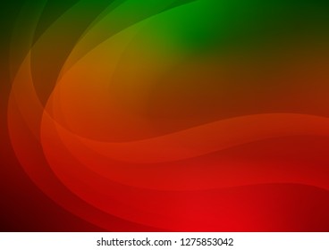 Light Green, Red vector backdrop with bent lines. Blurred geometric sample with gradient bubbles.  The elegant pattern for brand book.