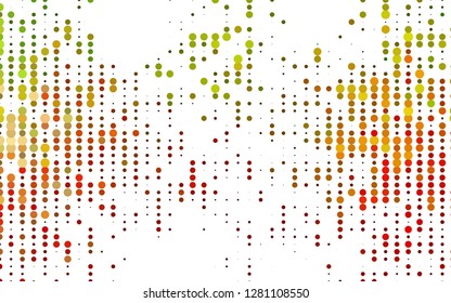 Light Green, Red vector backdrop with dots. Modern abstract illustration with colorful water drops. Pattern of water, rain drops.