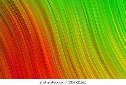 Light Green, Red vector backdrop with bent lines. A vague circumflex abstract illustration with gradient. The elegant pattern for brand book.