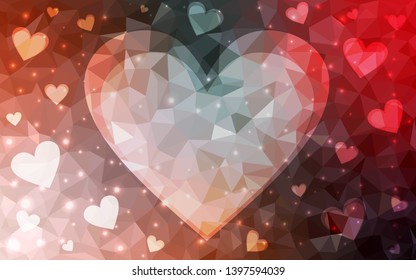 Light Green, Red vector  backdrop with sweet hearts. Decorative shining illustration with hearts on abstract template. Design for your business advert of anniversary.