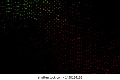 Light Green, Red vector backdrop with dots. Abstract illustration with colored bubbles in nature style. Pattern of water, rain drops.