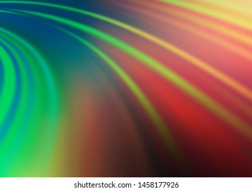 Light Green, Red vector backdrop with bent lines. Blurred geometric sample with gradient bubbles.  New composition for your brand book.