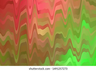 Light Green, Red vector backdrop with bent lines. A completely new colorful illustration in simple style. Pattern for your business design.