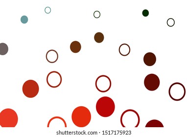 Light Green, Red vector backdrop with dots. Modern abstract illustration with colorful water drops. Pattern of water, rain drops.