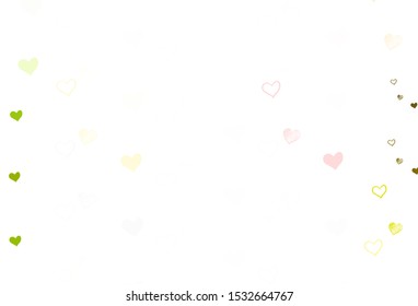 Light Green, Red vector backdrop with sweet hearts. Illustration with hearts in love concept for valentine's day. Pattern for carnival, festival romantic leaflets.