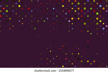 Light Green, Red vector backdrop with dots. Modern abstract illustration with colorful water drops. Pattern for ads, booklets.