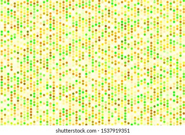 Light Green, Red vector backdrop with dots. Blurred bubbles on abstract background with colorful gradient. New template for your brand book.