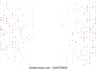 Light Green, Red vector backdrop with algebra elements. Blurred design in simple style with collection of numerals. Template for cell phone backgrounds.