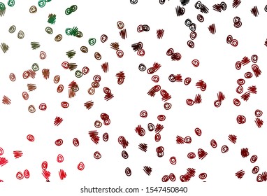 Light Green, Red vector backdrop with dots. Modern abstract illustration with colorful water drops. Template for your brand book.