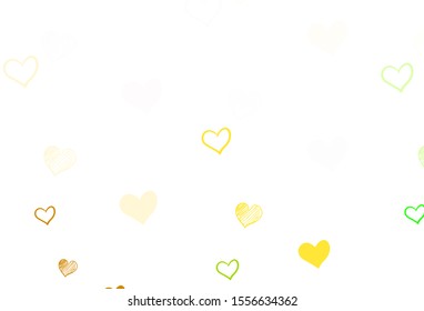 Light Green, Red vector backdrop with sweet hearts. Beautiful colored illustration with hearts in celebration style. Design for ad, poster, banner of Valentine Day.