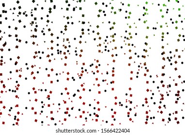 Light Green, Red vector backdrop with lines, circles, rhombus. Abstract gradient illustration with circles, triangles, cubes. Pattern for busines ad, booklets, leaflets