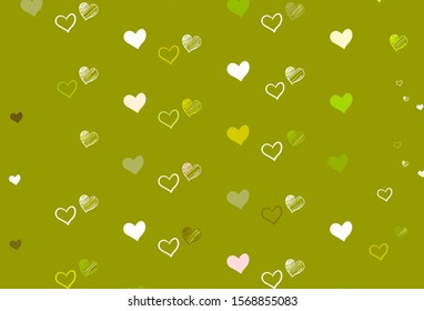 Light Green, Red vector backdrop with sweet hearts. Illustration with hearts in love concept for valentine's day. Pattern for carnival, festival romantic leaflets.