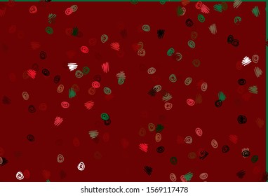 Light Green, Red vector backdrop with dots. Modern abstract illustration with colorful water drops. Template for your brand book.