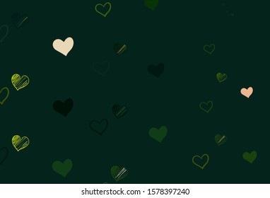Light Green, Red vector backdrop with sweet hearts. Beautiful colored illustration with hearts in celebration style. Design for your business advert of anniversary.