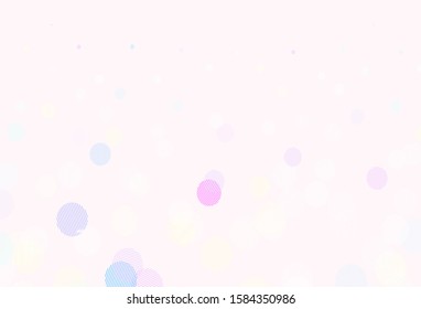Light Green, Red vector backdrop with dots. Blurred bubbles on abstract background with colorful gradient. Design for your business advert.