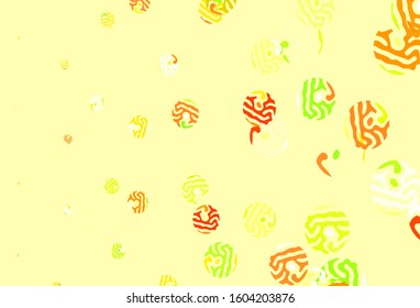 Light Green, Red vector backdrop with dots. Glitter abstract illustration with blurred drops of rain. Pattern for textures of wallpapers.