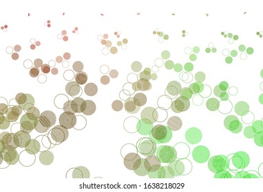 Light Green, Red vector backdrop with dots. Modern abstract illustration with colorful water drops. Design for your business advert.